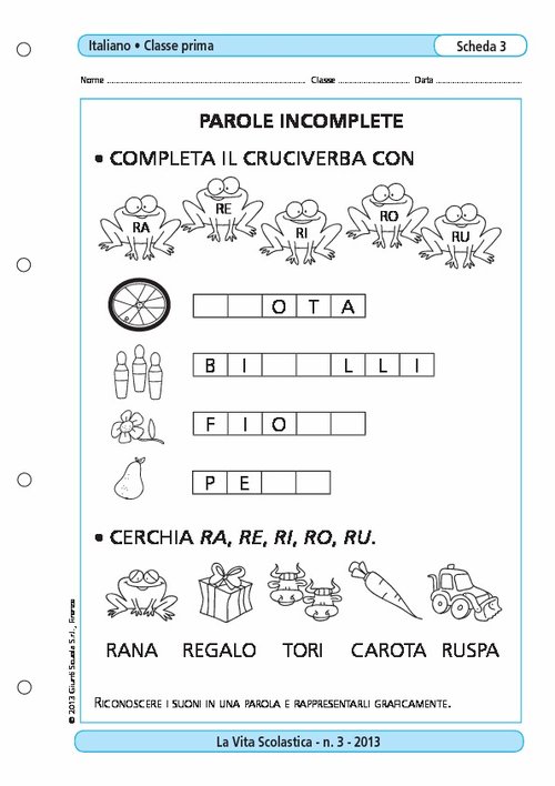 Parole incomplete | Giunti Scuola Parole incomplete | Giunti Scuola