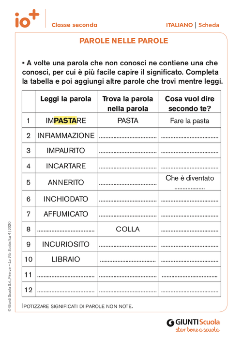 Parole nelle parole | Giunti Scuola Parole nelle parole | Giunti Scuola