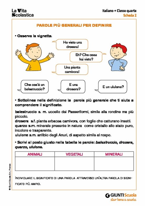 Parole più generali per definire | Giunti Scuola