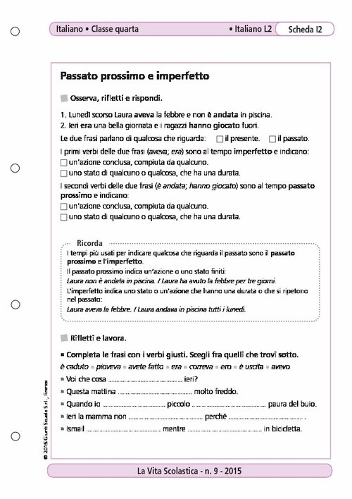 Passato prossimo e imperfetto | Giunti Scuola Passato prossimo e imperfetto | Giunti Scuola