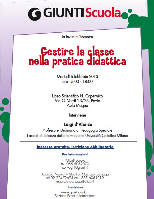 Pavia - Incontro "Gestire la classe nella pratica didattica" | Giunti Scuola