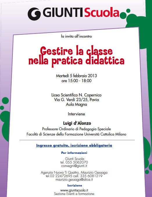 Pavia - Incontro "Gestire la classe nella pratica didattica" | Giunti Scuola Pavia - Incontro "Gestire la classe nella pratica didattica" | Giunti Scuola