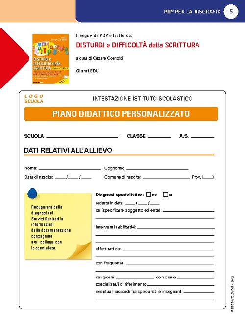 PDP per la Disgrafia | Giunti Scuola PDP per la Disgrafia | Giunti Scuola