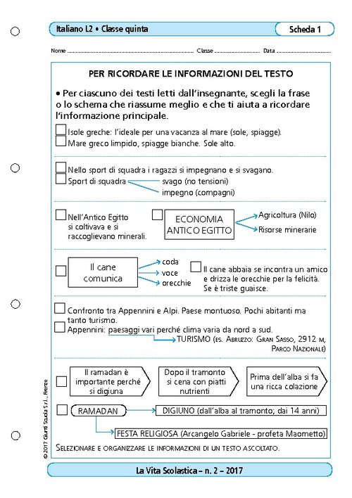 Per ricordare le informazioni del testo | Giunti Scuola Per ricordare le informazioni del testo | Giunti Scuola