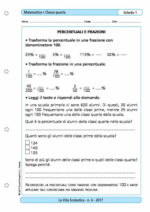 Percentuali e frazioni | Giunti Scuola Percentuali e frazioni | Giunti Scuola
