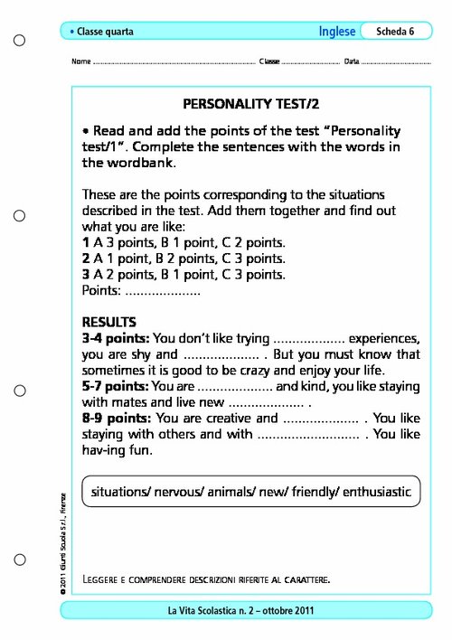 Personality test/2 | Giunti Scuola