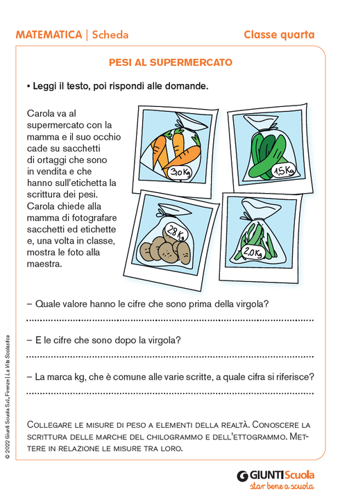 Pesi al supermercato | Giunti Scuola Pesi al supermercato | Giunti Scuola