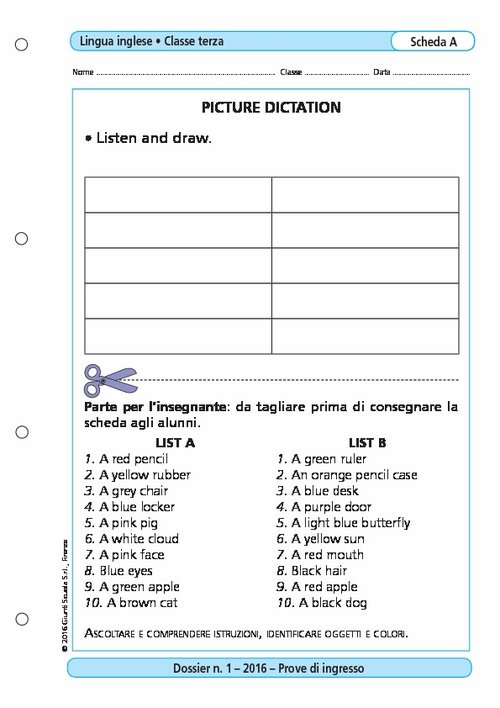 Picture dictation | Giunti Scuola Picture dictation | Giunti Scuola