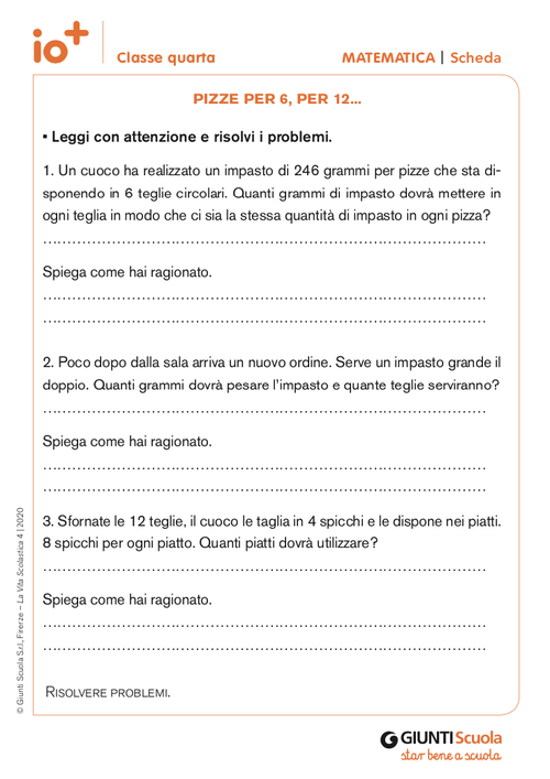 Pizze per 6, per 12... | Giunti Scuola Pizze per 6, per 12... | Giunti Scuola
