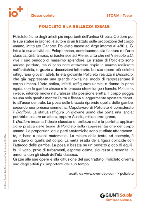 Policleto e la bellezza ideale | Giunti Scuola Policleto e la bellezza ideale | Giunti Scuola