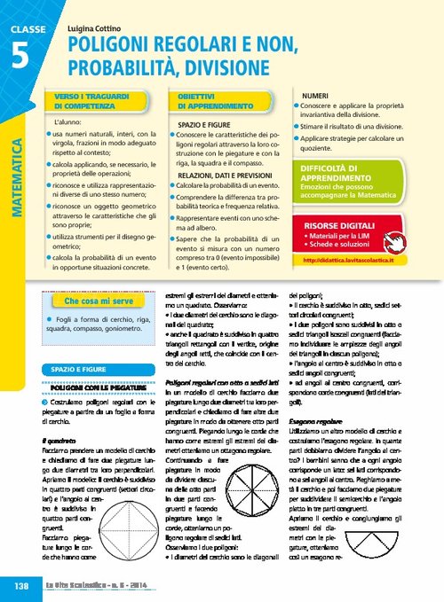 Poligoni regolari e non, probabilità, divisione | Giunti Scuola Poligoni regolari e non, probabilità, divisione | Giunti Scuola