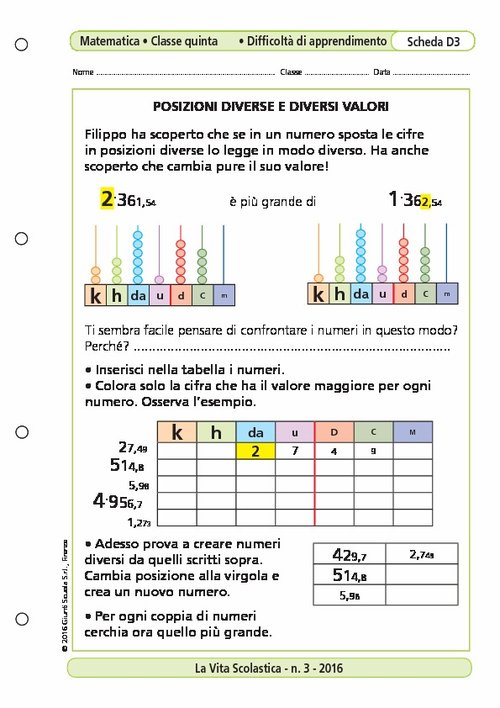 Posizioni diverse e diversi valori | Giunti Scuola Posizioni diverse e diversi valori | Giunti Scuola
