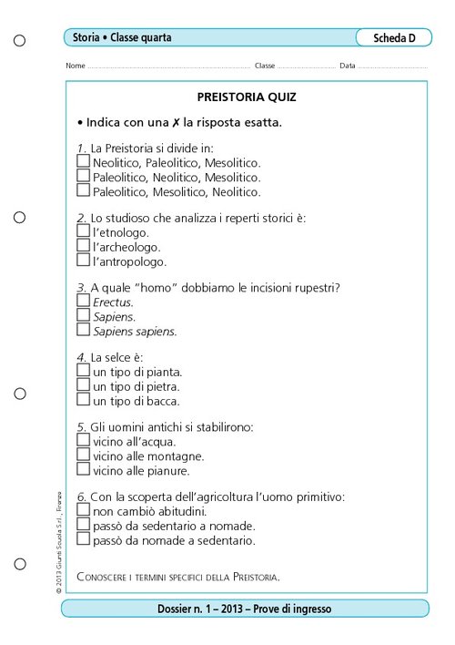Preistoria quiz | Giunti Scuola