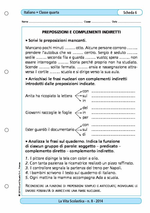 Preposizioni e complementi indiretti | Giunti Scuola Preposizioni e complementi indiretti | Giunti Scuola