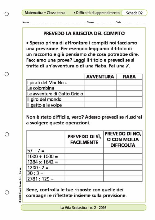 Prevedo la riuscita del compito | Giunti Scuola Prevedo la riuscita del compito | Giunti Scuola