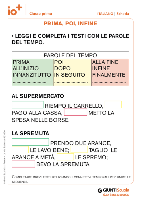Prima, poi, infine | Giunti Scuola Prima, poi, infine | Giunti Scuola