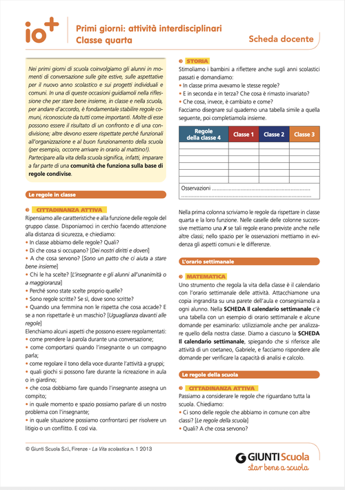 Primi giorni - classe 4 | Giunti Scuola
