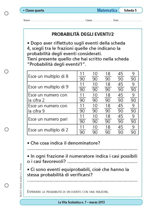 Probabilità degli eventi/2 | Giunti Scuola Probabilità degli eventi/2 | Giunti Scuola
