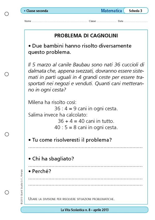 Problema di cagnolini | Giunti Scuola Problema di cagnolini | Giunti Scuola