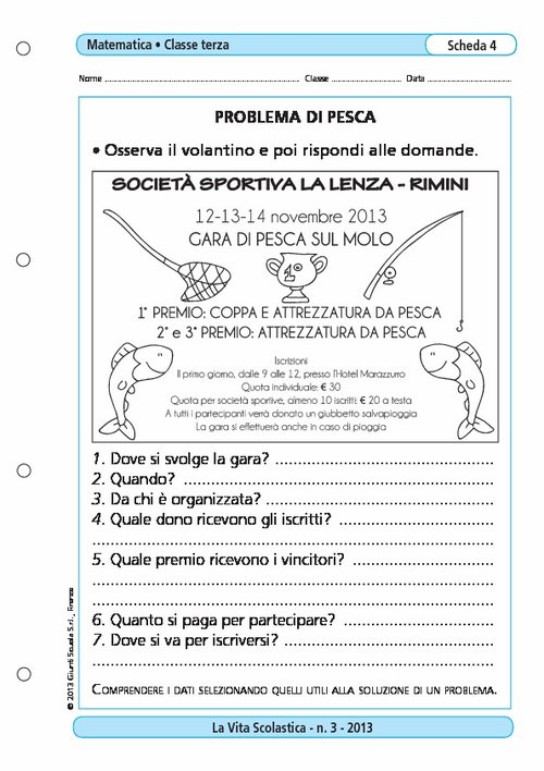 Problema di pesca | Giunti Scuola Problema di pesca | Giunti Scuola