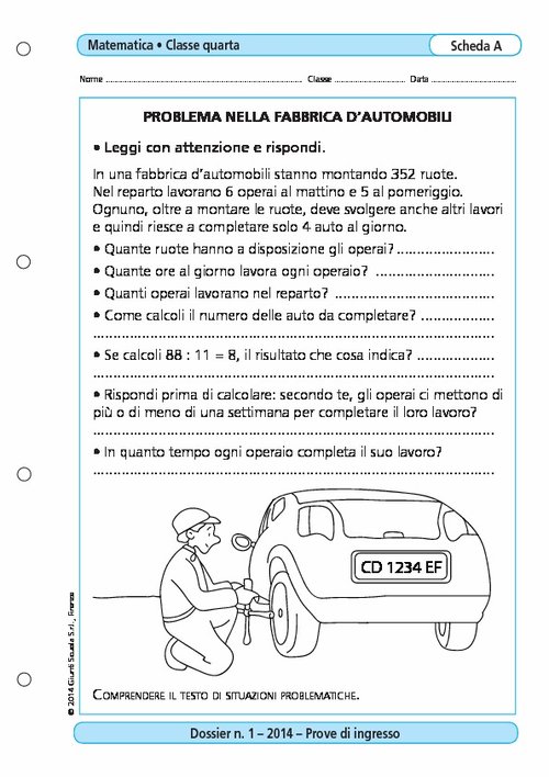 Problema nella fabbrica d'automobili | Giunti Scuola Problema nella fabbrica d'automobili | Giunti Scuola