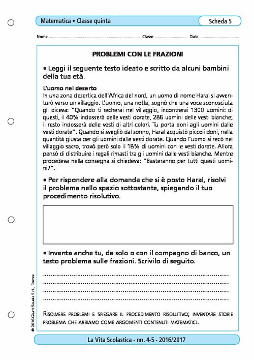 Problemi con le frazioni | Giunti Scuola Problemi con le frazioni | Giunti Scuola