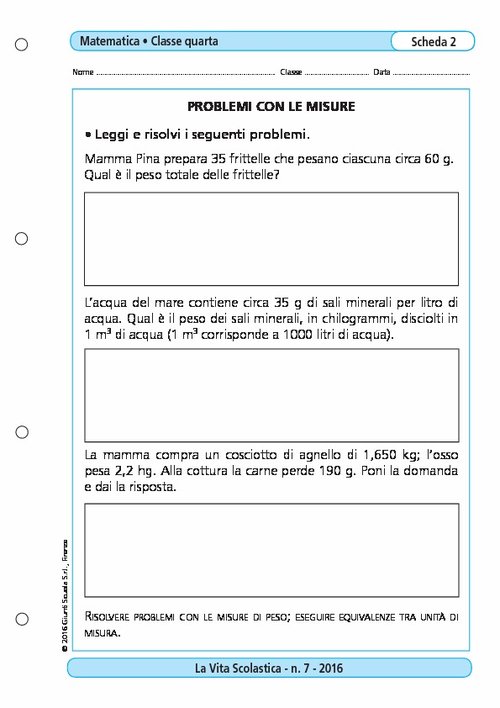 Problemi con le misure | Giunti Scuola Problemi con le misure | Giunti Scuola