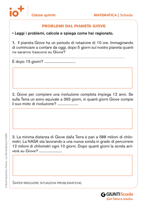 Problemi dal pianeta Giove | Giunti Scuola Problemi dal pianeta Giove | Giunti Scuola