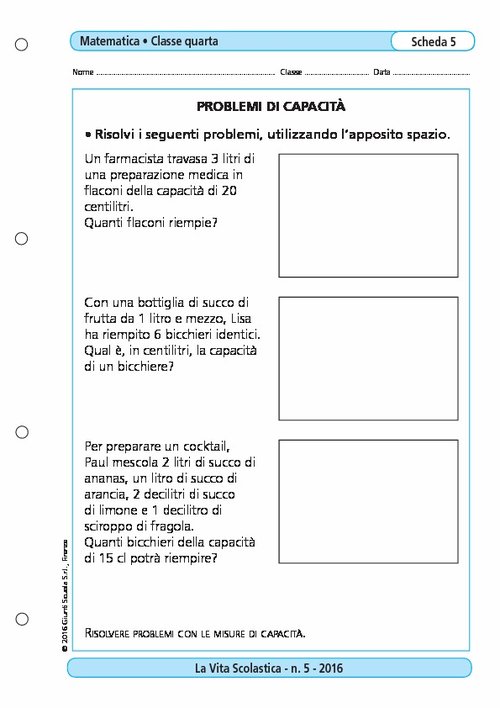 Problemi di capacità | Giunti Scuola Problemi di capacità | Giunti Scuola