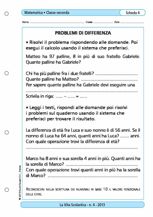 Problemi di differenza | Giunti Scuola Problemi di differenza | Giunti Scuola