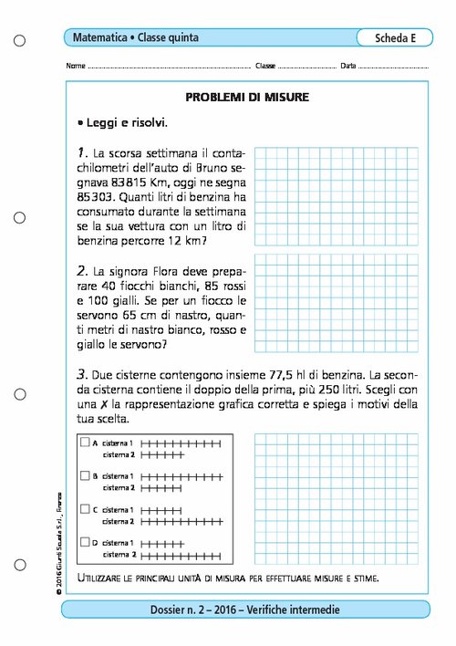 Problemi di misure | Giunti Scuola Problemi di misure | Giunti Scuola