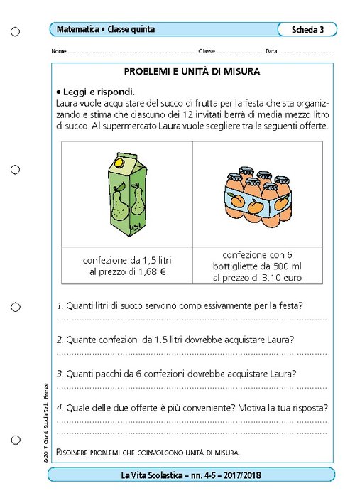 Problemi e unità di misura | Giunti Scuola Problemi e unità di misura | Giunti Scuola