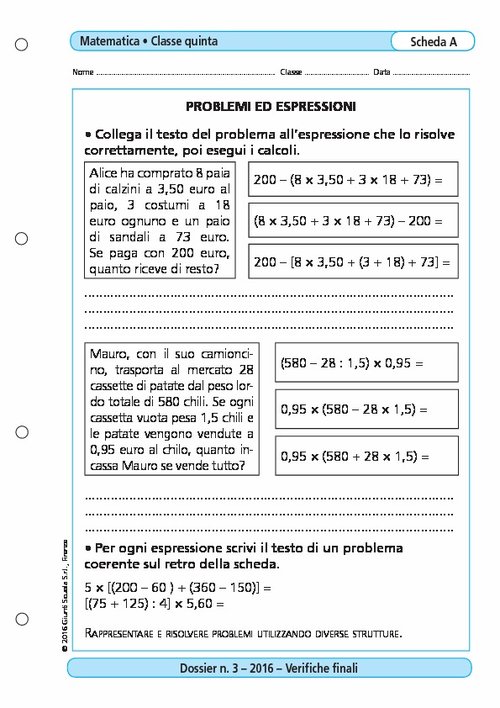 Problemi ed espressioni | Giunti Scuola Problemi ed espressioni | Giunti Scuola