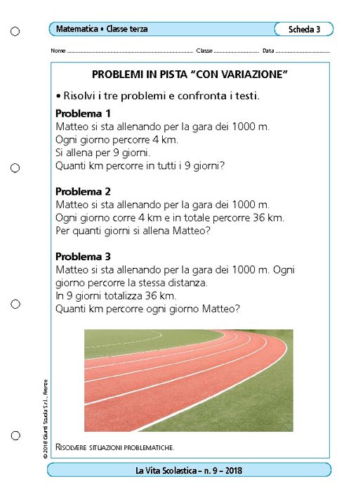 Problemi in pista “con variazione” | Giunti Scuola Problemi in pista “con variazione” | Giunti Scuola