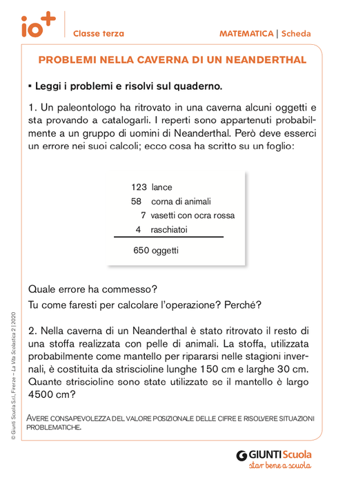 Problemi nella caverna di un Neanderthal | Giunti Scuola Problemi nella caverna di un Neanderthal | Giunti Scuola