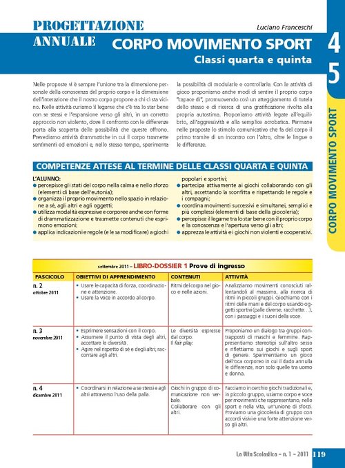 Progettazione annuale: Corpo movimento sport, classi 4-5 | Giunti Scuola Progettazione annuale: Corpo movimento sport, classi 4-5 | Giunti Scuola