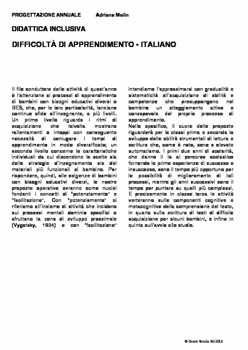 Progettazione annuale: Difficoltà di appredimento - Italiano, tutte le classi (Word) | Giunti Scuola Progettazione annuale: Difficoltà di appredimento - Italiano, tutte le classi (Word) | Giunti Scuola