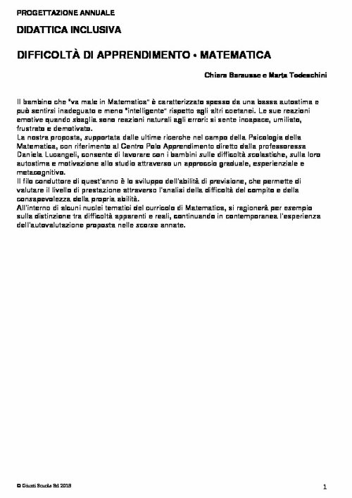 Progettazione annuale: Difficoltà di appredimento - Matematica, tutte le classi (Doc) | Giunti Scuola Progettazione annuale: Difficoltà di appredimento - Matematica, tutte le classi (Doc) | Giunti Scuola