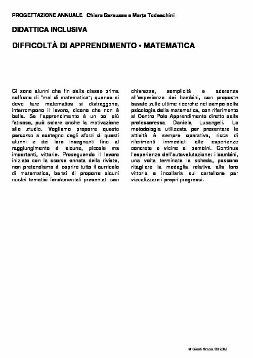 Progettazione annuale: Difficoltà di apprendimento - Matematica, tutte le classi (Word) | Giunti Scuola Progettazione annuale: Difficoltà di apprendimento - Matematica, tutte le classi (Word) | Giunti Scuola