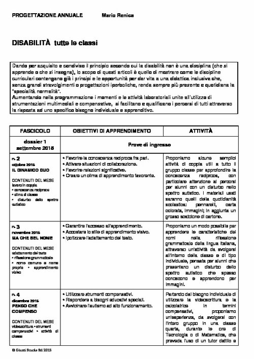 Progettazione annuale: Disabilità, tutte le classi (Word) | Giunti Scuola Progettazione annuale: Disabilità, tutte le classi (Word) | Giunti Scuola