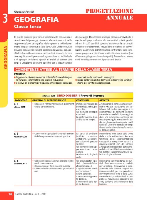 Progettazione annuale: Geografia, classe 3 | Giunti Scuola Progettazione annuale: Geografia, classe 3 | Giunti Scuola