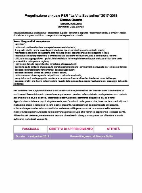 Progettazione annuale: Geografia, classe 4 (Doc) | Giunti Scuola Progettazione annuale: Geografia, classe 4 (Doc) | Giunti Scuola