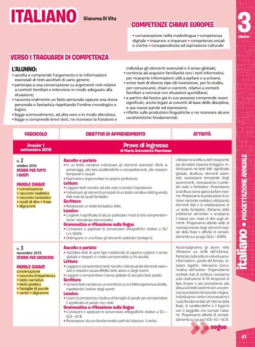 Progettazione annuale: Italiano, classe 3 (Pdf) | Giunti Scuola Progettazione annuale: Italiano, classe 3 (Pdf) | Giunti Scuola