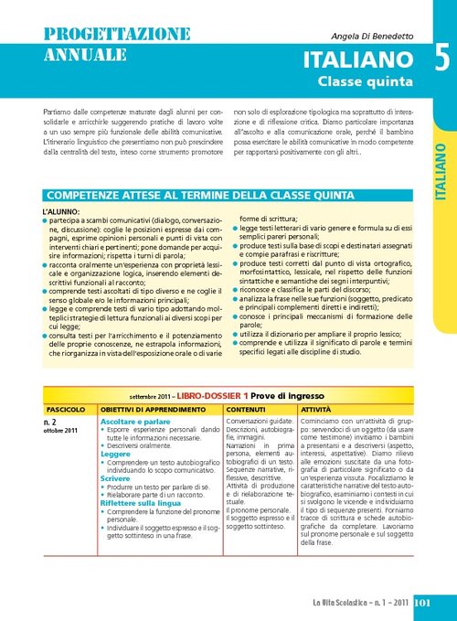Progettazione annuale: Italiano, classe 5 | Giunti Scuola Progettazione annuale: Italiano, classe 5 | Giunti Scuola