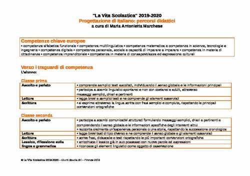 Progettazione annuale: Italiano (docx) 2019-2020 | Giunti Scuola