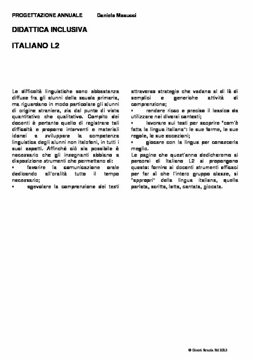 Progettazione annuale: Italiano L2, tutte le classi (Word) | Giunti Scuola Progettazione annuale: Italiano L2, tutte le classi (Word) | Giunti Scuola