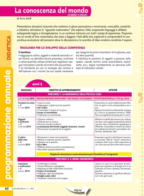 Progettazione annuale: La conoscenza del mondo - Numero e spazio | Giunti Scuola Progettazione annuale: La conoscenza del mondo - Numero e spazio | Giunti Scuola