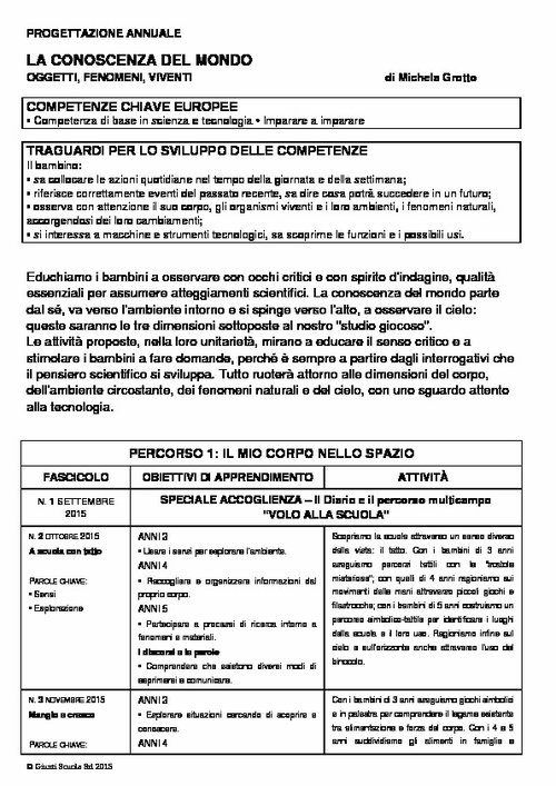 Progettazione annuale: La conoscenza del mondo - Oggetti, fenomeni, viventi (Word) | Giunti Scuola Progettazione annuale: La conoscenza del mondo - Oggetti, fenomeni, viventi (Word) | Giunti Scuola
