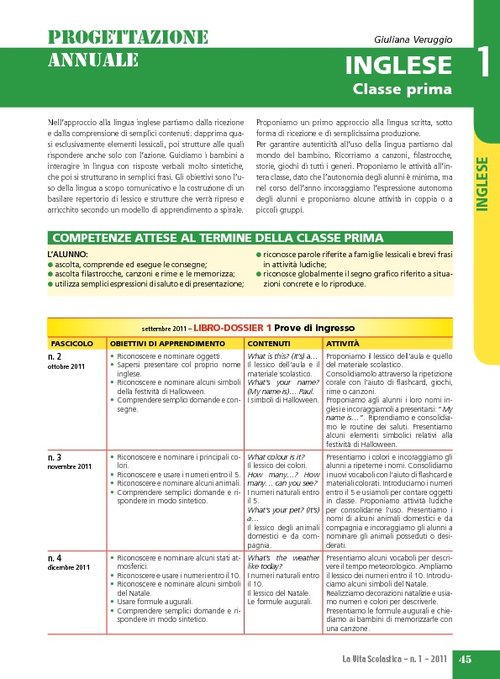Progettazione annuale: Lingua Inglese, classe 1 | Giunti Scuola Progettazione annuale: Lingua Inglese, classe 1 | Giunti Scuola