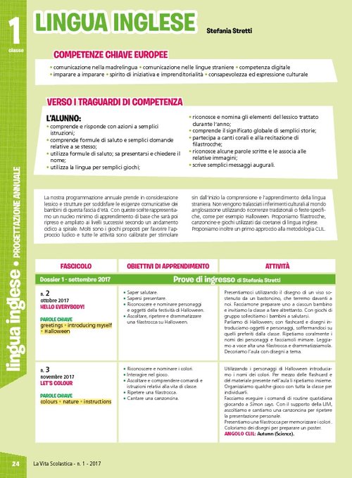 Progettazione annuale: Lingua Inglese, classe 1 (Pdf) | Giunti Scuola Progettazione annuale: Lingua Inglese, classe 1 (Pdf) | Giunti Scuola